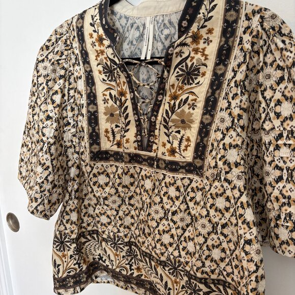 By Anthropologie Pleated Puff-Sleeve Blouse - Medium - Picture 4 of 6